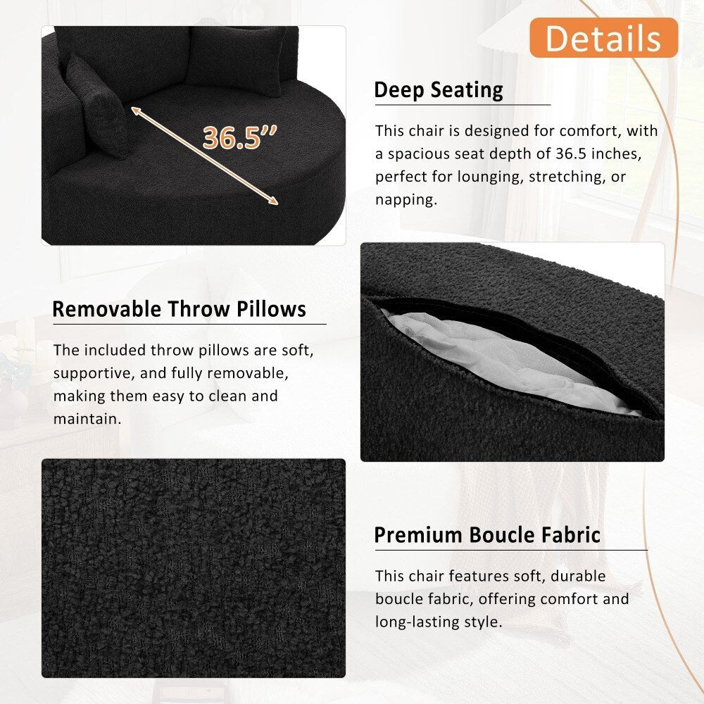 Modern 360° Swivel Round Sofa Chair with 3 Removable Pillows for Living Room