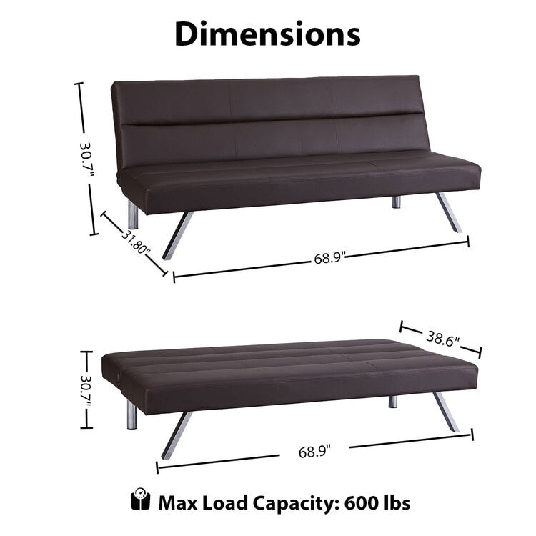 Modern Futon Sofa Bed, Convertible Sofa Futon, Split Back Linen Sleeper Couch for Living Room