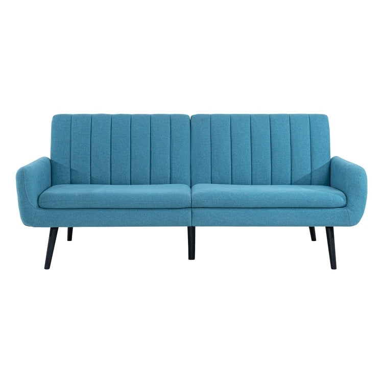 Modern Futon Sofa Bed, Convertible Sofa Futon, Split Back Linen Sleeper Couch for Living Room