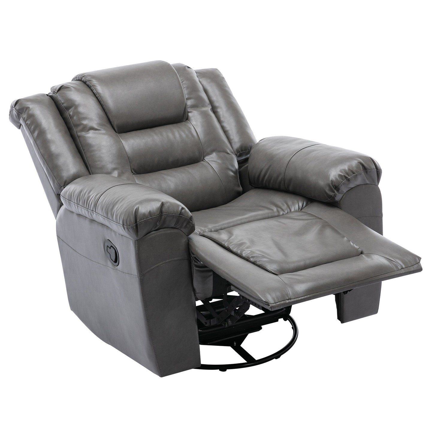 Modern Home Theater Swivel Manual Recliner, Single Sofa Rocking Chair with Wide Armrest and Waterproof Cushions