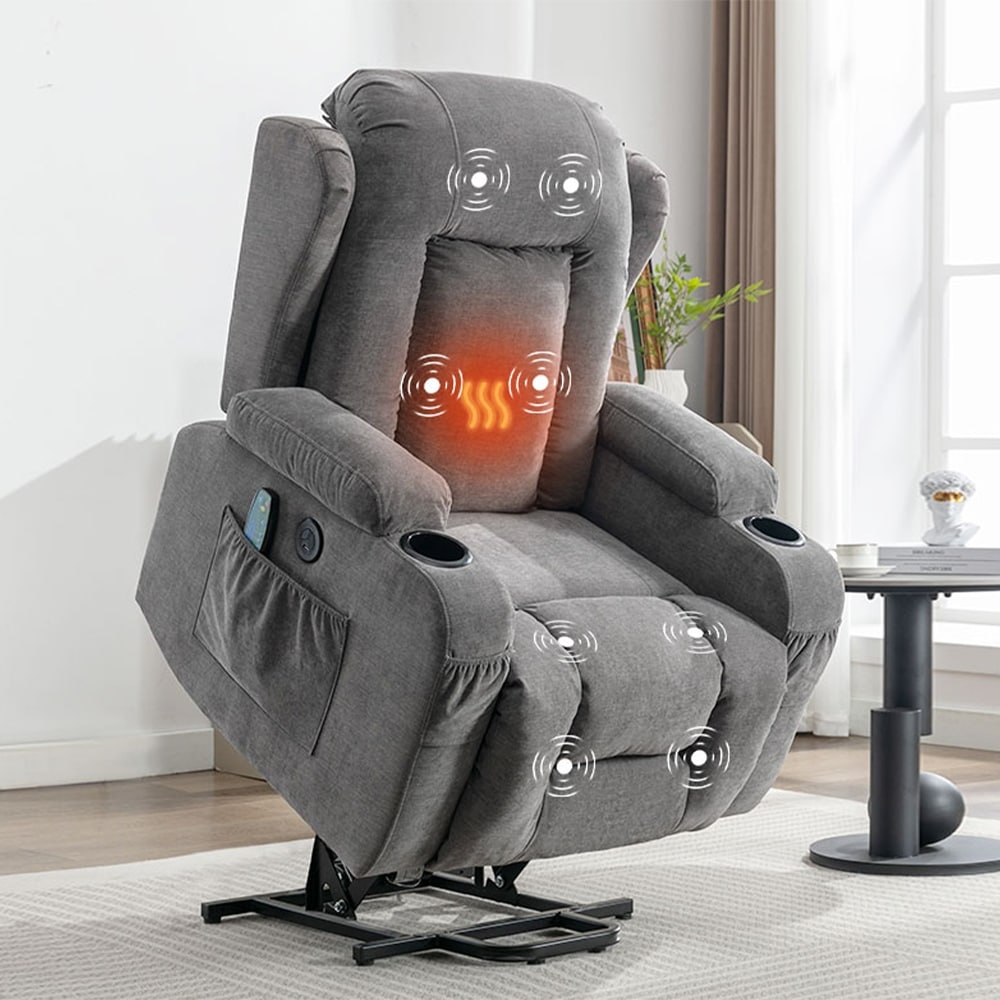 Modern Power Lift Recliner Chair w/Massage Heat, Infinite Position
