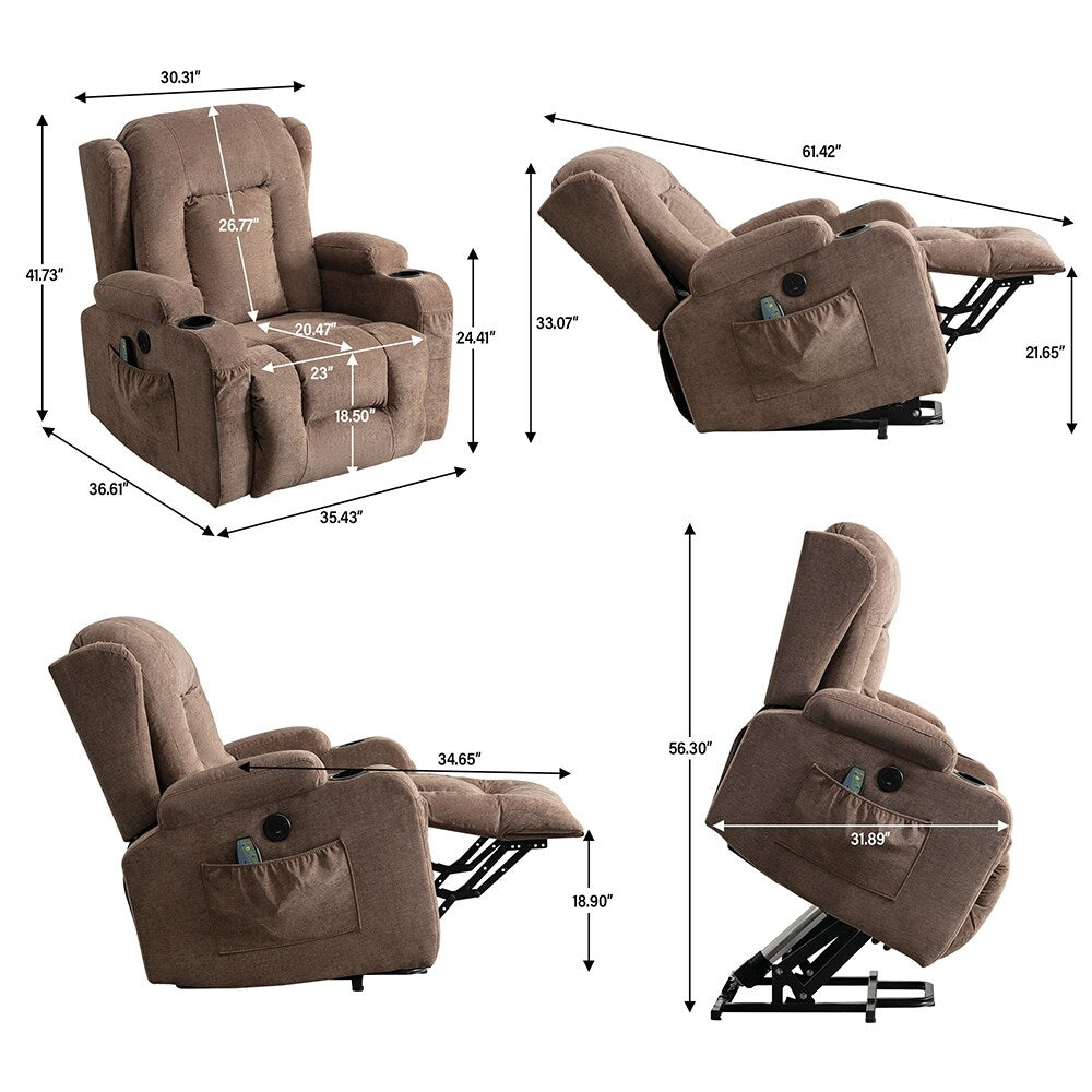 Modern Power Lift Recliner Chair w/Massage Heat, Infinite Position