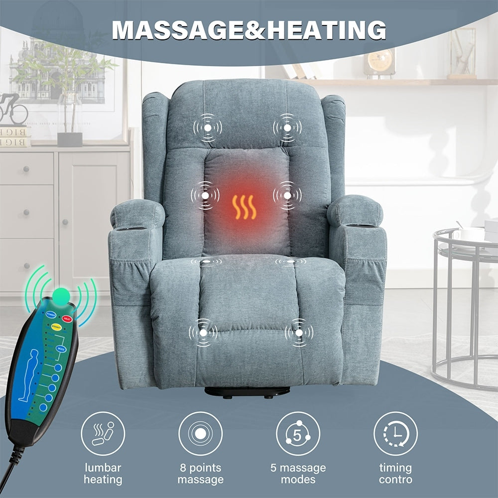 Modern Power Lift Recliner Chair w/Massage Heat, Infinite Position