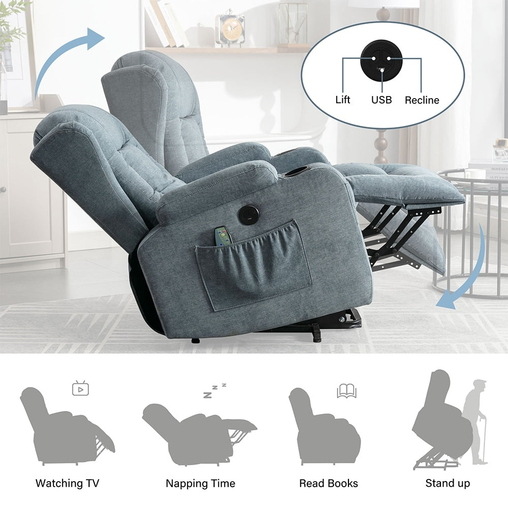 Modern Power Lift Recliner Chair w/Massage Heat, Infinite Position