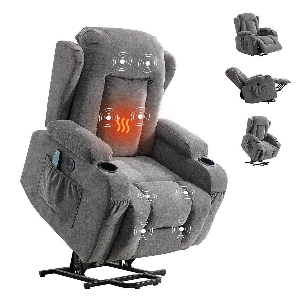 Modern Power Lift Recliner Chair w/Massage Heat, Infinite Position