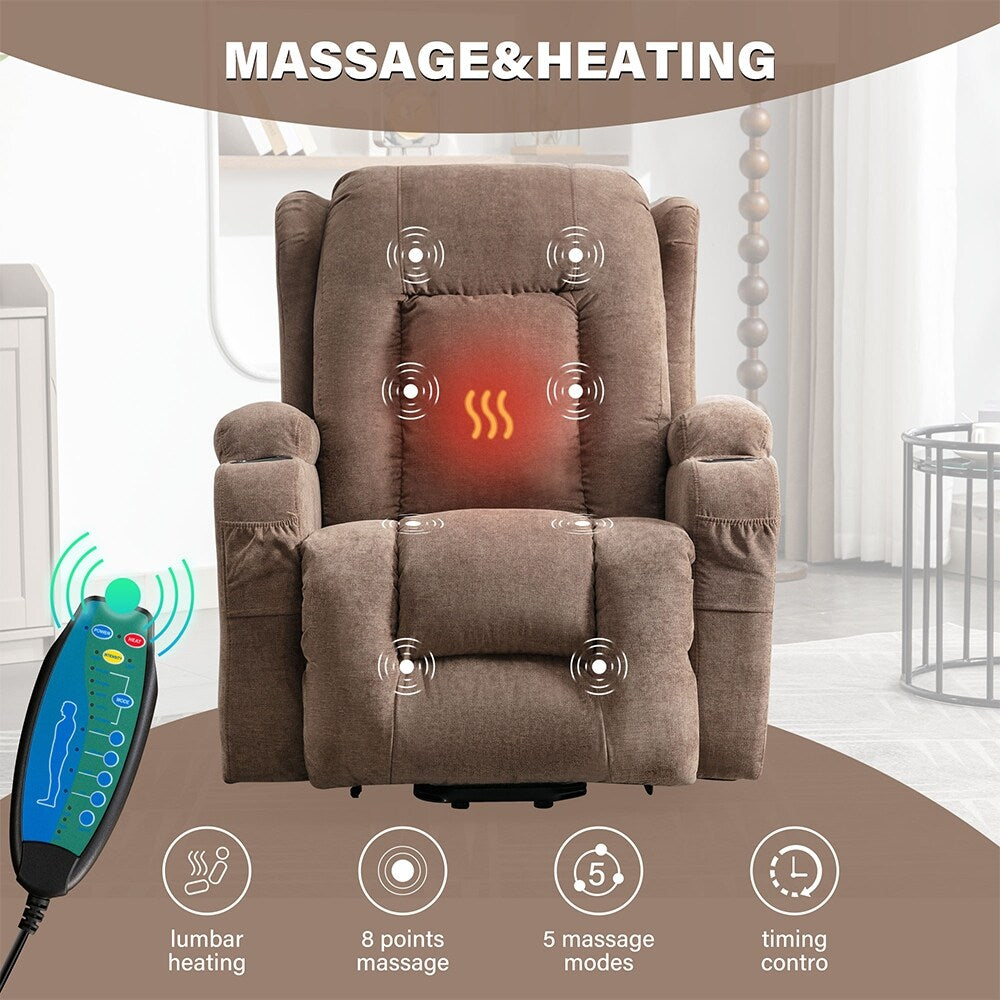 Modern Power Lift Recliner Chair w/Massage Heat, Infinite Position