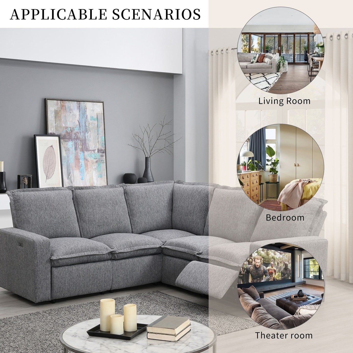 Modern Power Recliner Chair Home Theater Seating Soft Sofa with USB Port for Living Room