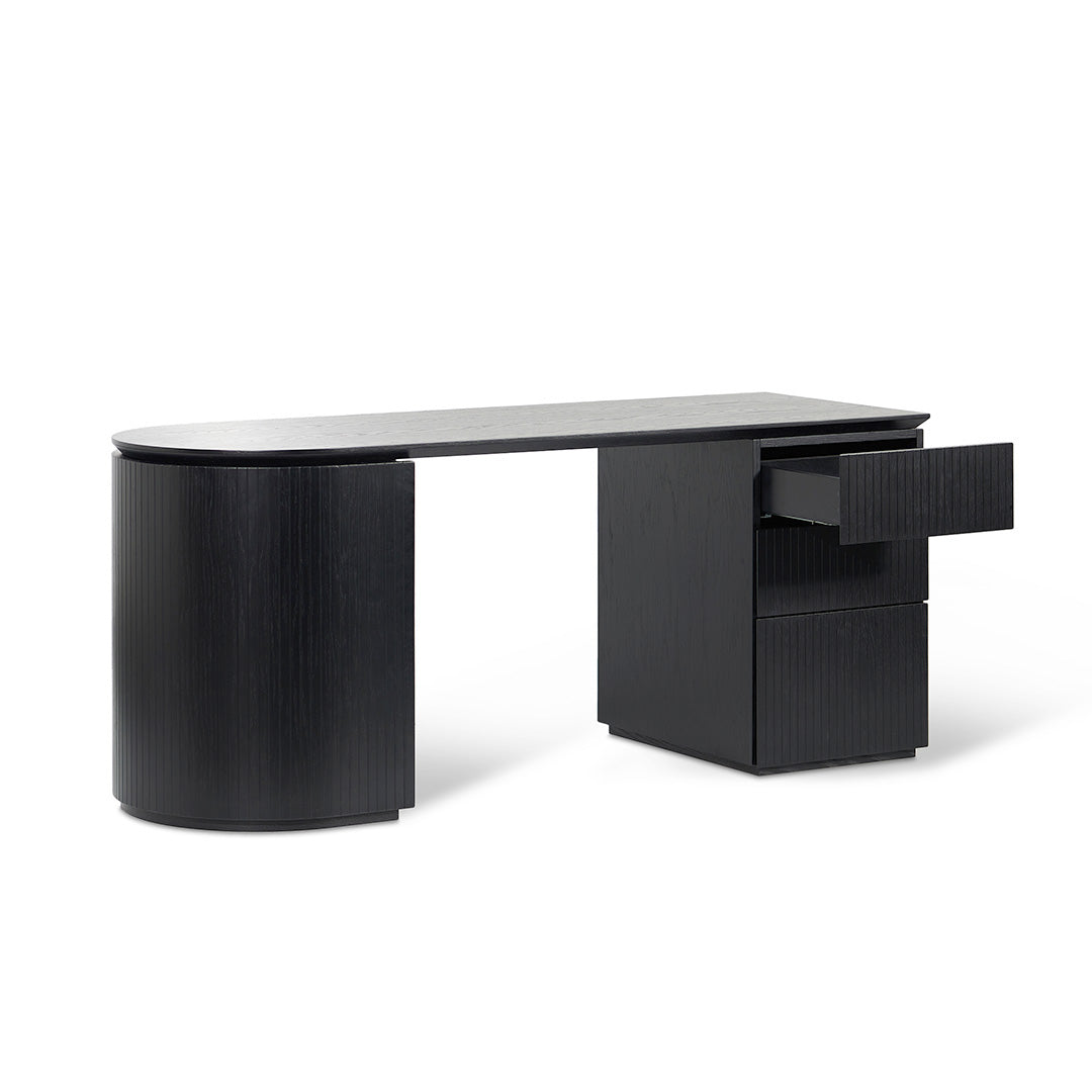 Albina 1.77m Right Drawer Office Desk - Black Oak