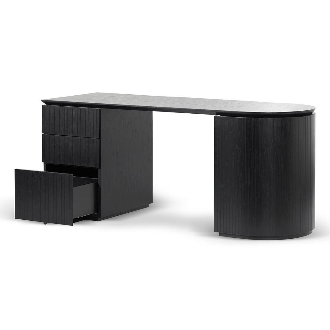 Albina 1.77m Left Drawer Office Desk - Black Oak
