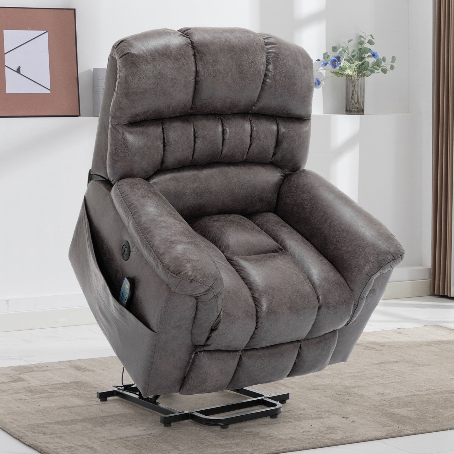 42 Wide Oversize Power Lift Recliner Chair with Massage and Heating