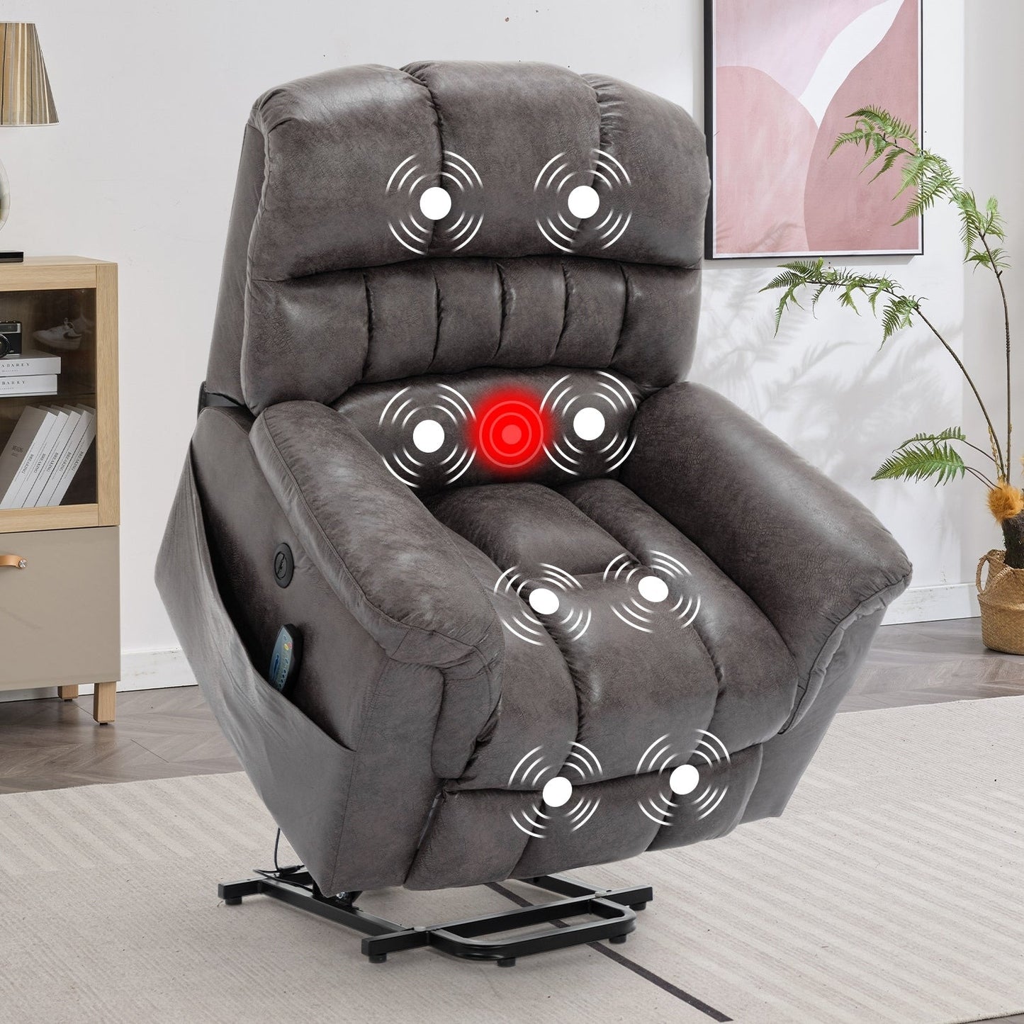 42 Wide Oversize Power Lift Recliner Chair with Massage and Heating