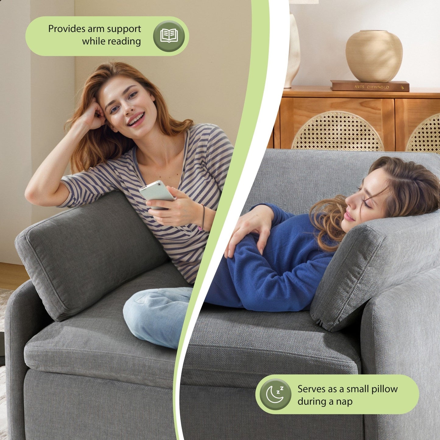 Oversized Chenille Single Sofa Chair â?Wide and Deep Seat Accent Chair with Throw Pillows by Harper&Bright Designs