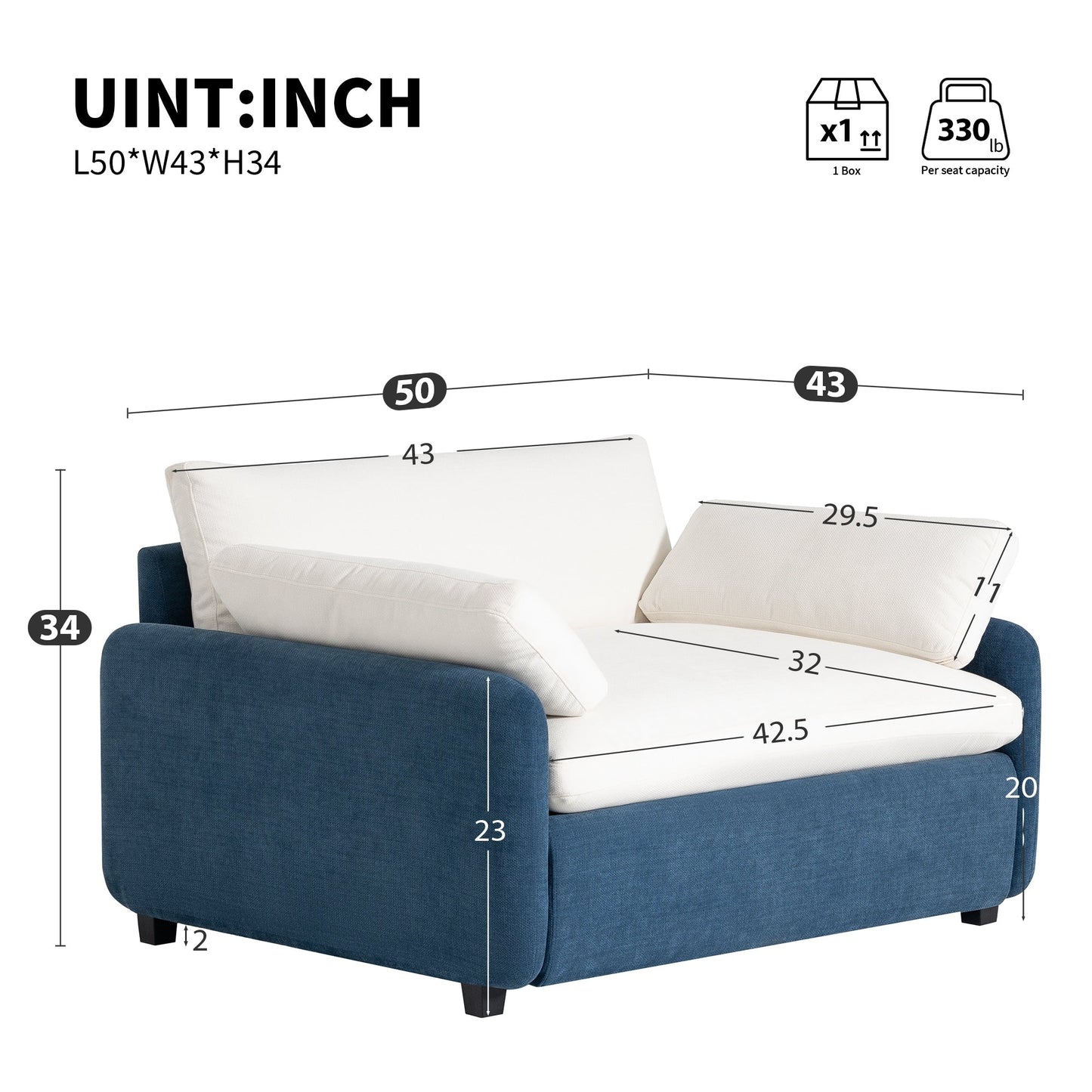 Oversized Chenille Single Sofa Chair â?Wide and Deep Seat Accent Chair with Throw Pillows by Harper&Bright Designs