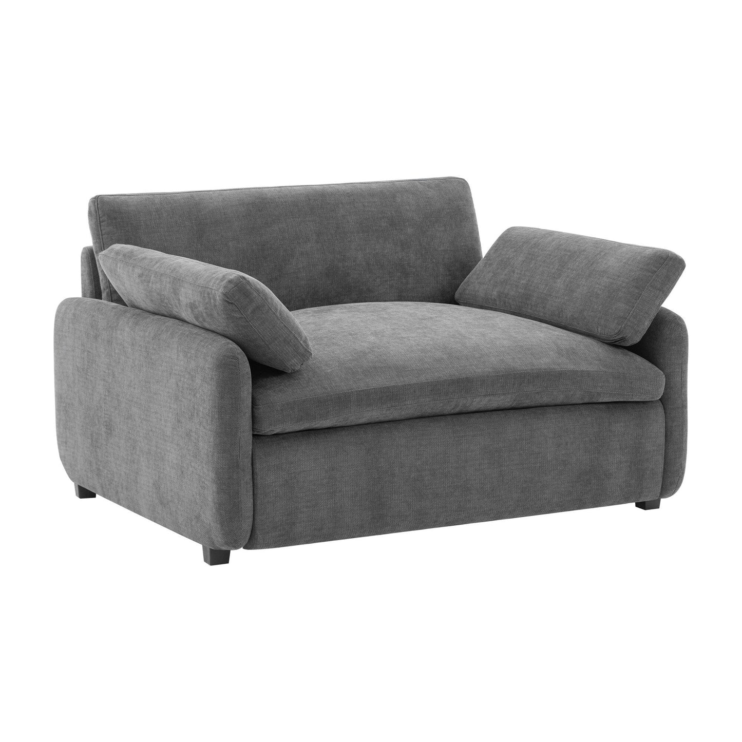 Oversized Chenille Single Sofa Chair â?Wide and Deep Seat Accent Chair with Throw Pillows by Harper&Bright Designs