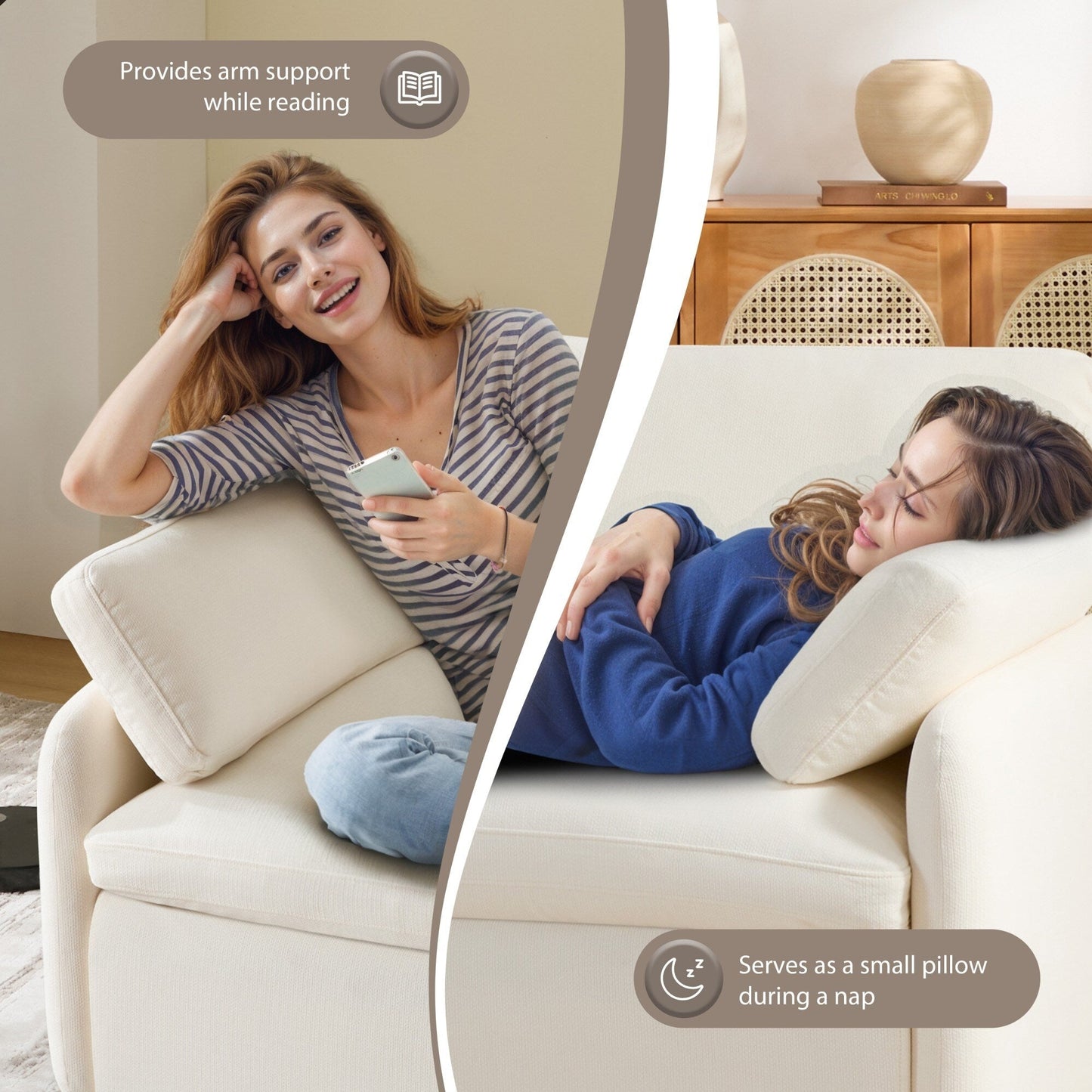 Oversized Chenille Single Sofa Chair â?Wide and Deep Seat Accent Chair with Throw Pillows by Harper&Bright Designs