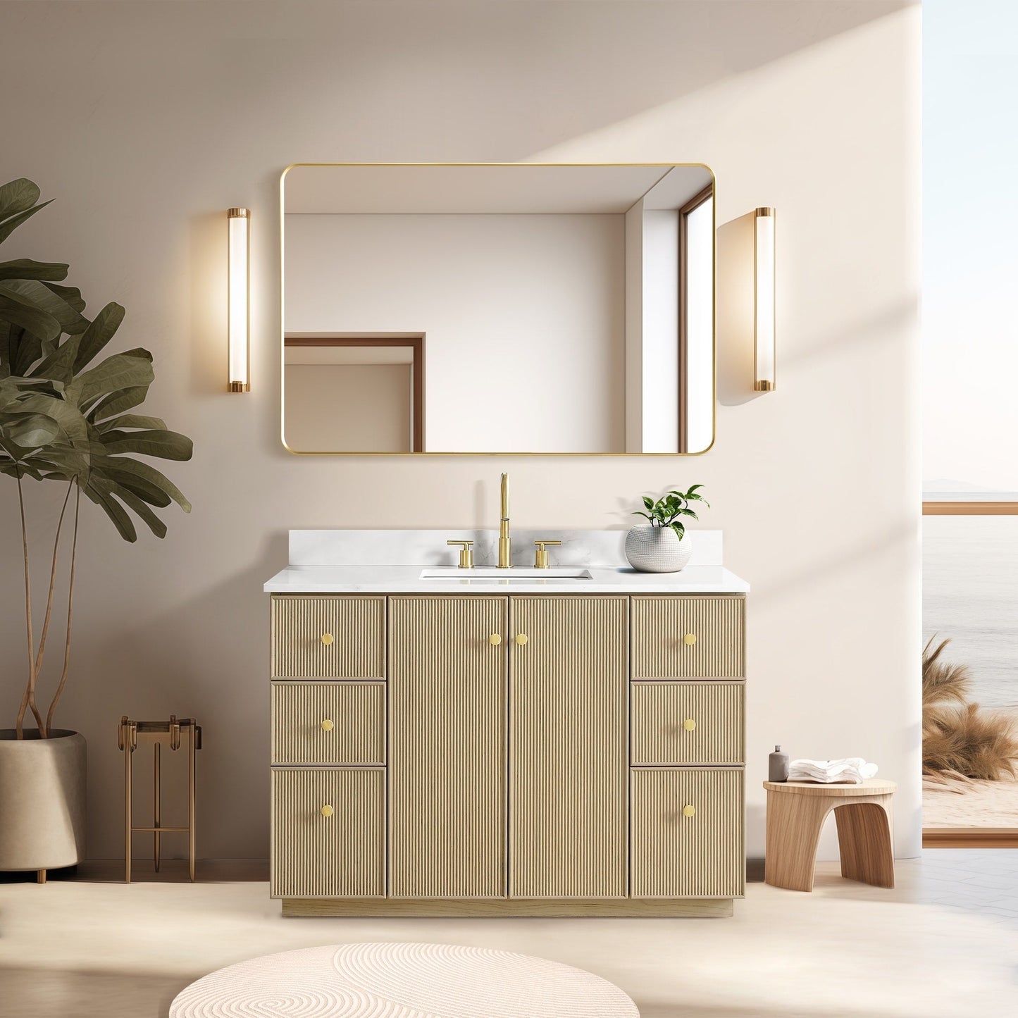 Oza Bath Vanity with Quartz Stone Top without Mirror
