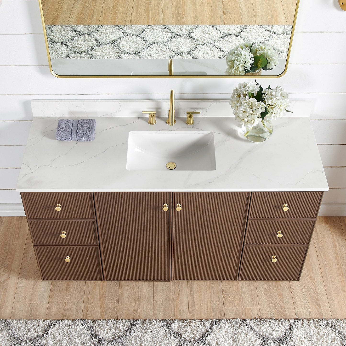 Oza Bath Vanity with Quartz Stone Top without Mirror