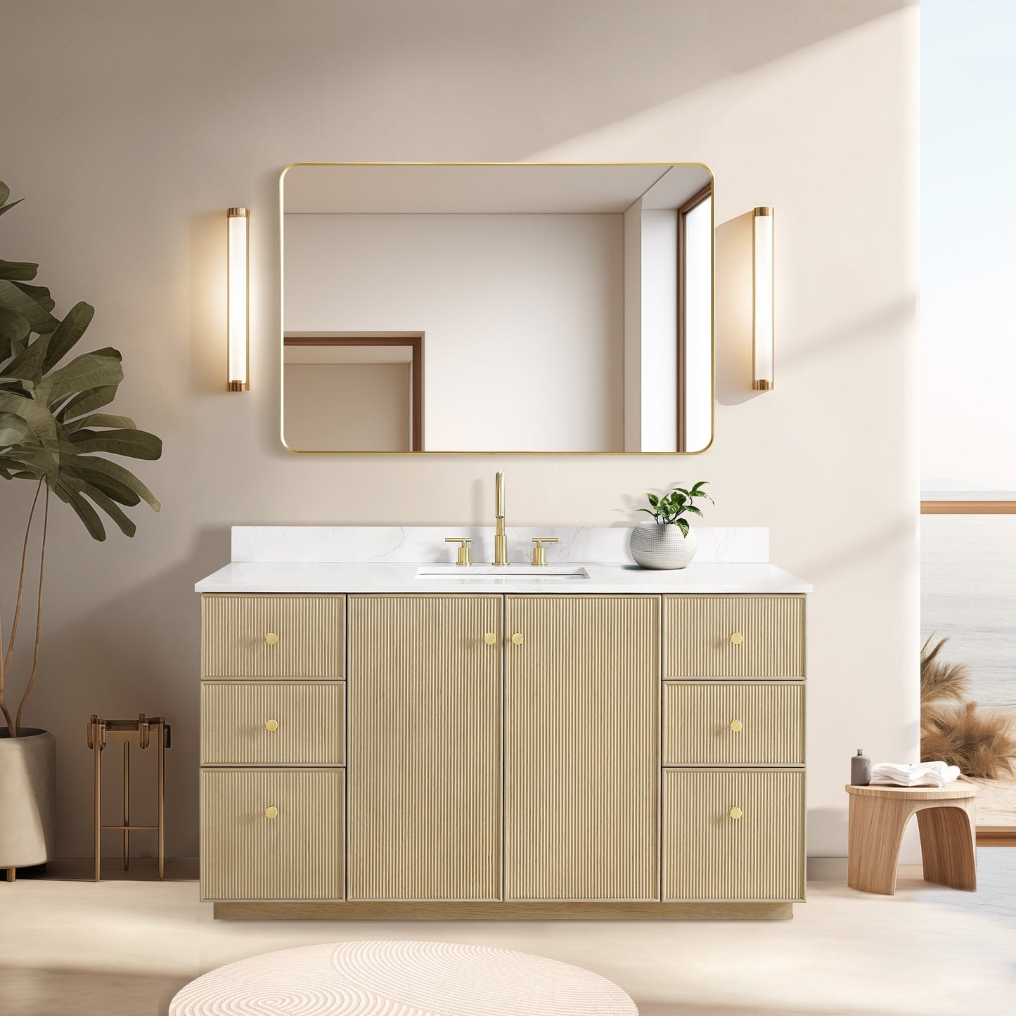 Oza Bath Vanity with Quartz Stone Top without Mirror