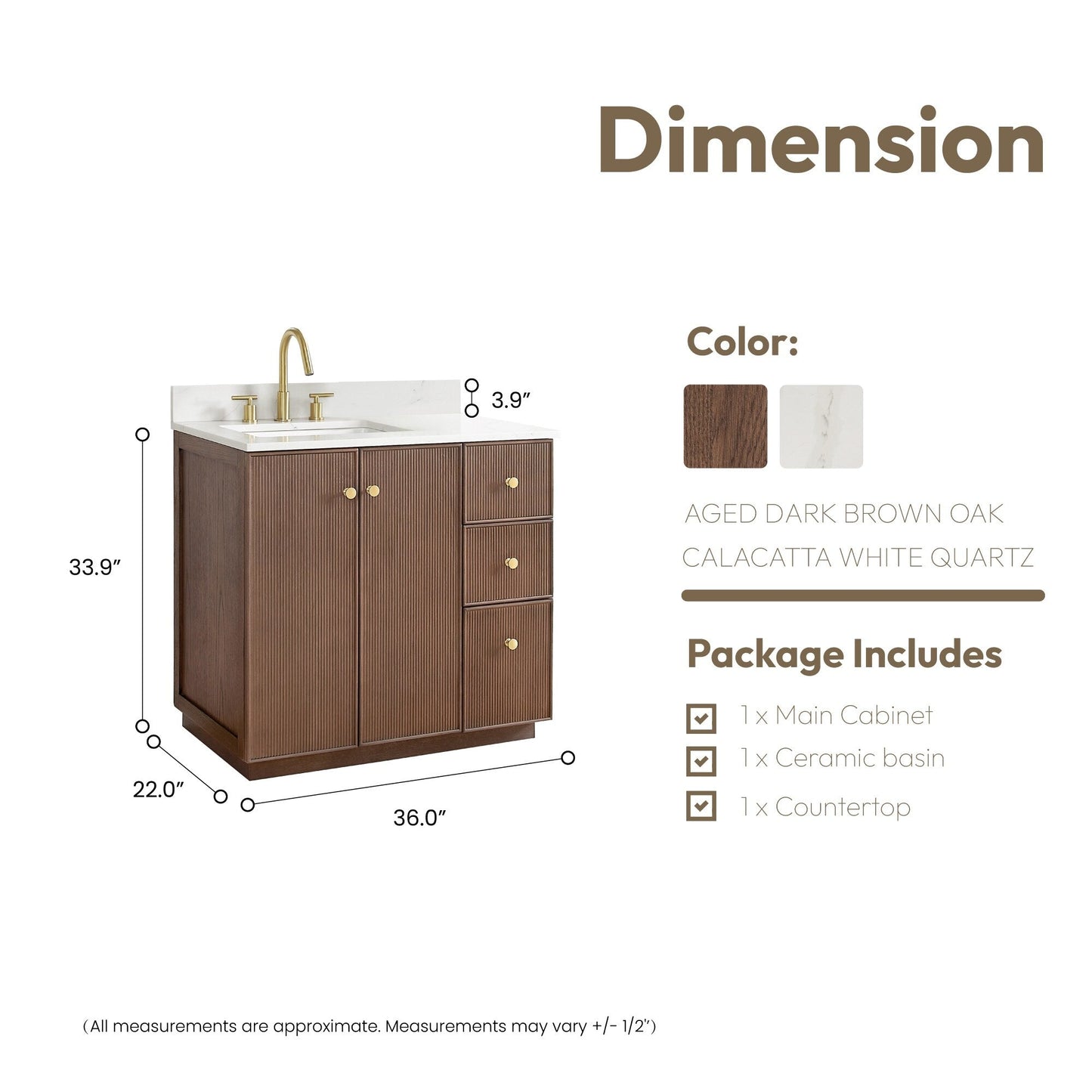 Oza Bath Vanity with Quartz Stone Top without Mirror