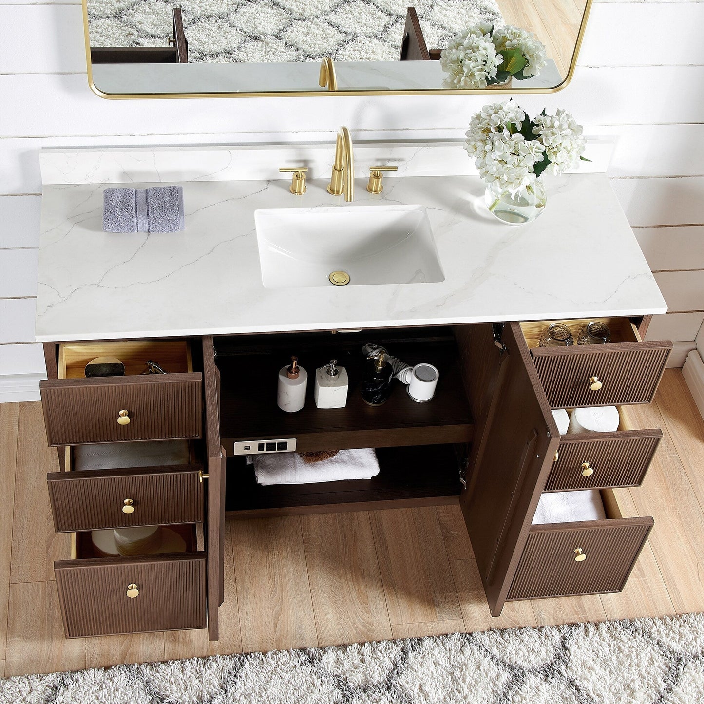 Oza Bath Vanity with Quartz Stone Top without Mirror