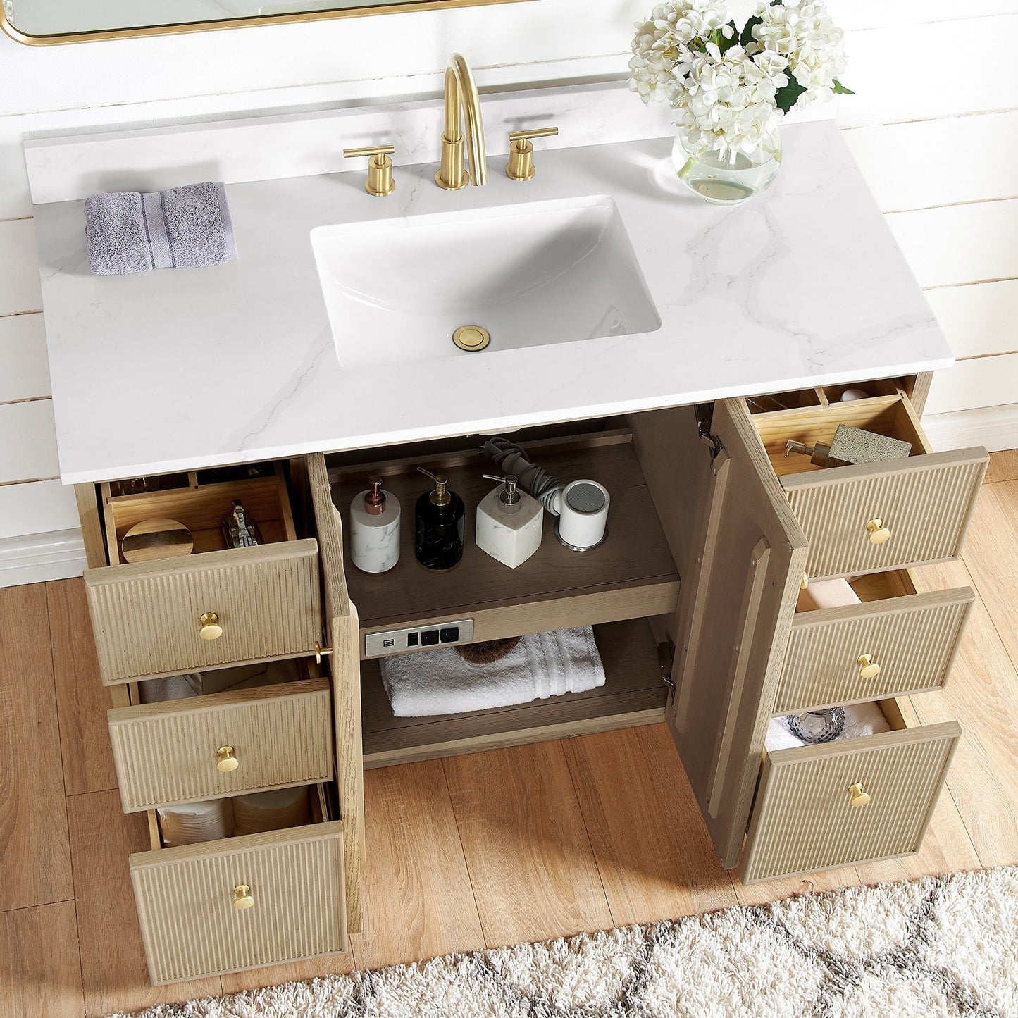 Oza Bath Vanity with Quartz Stone Top without Mirror