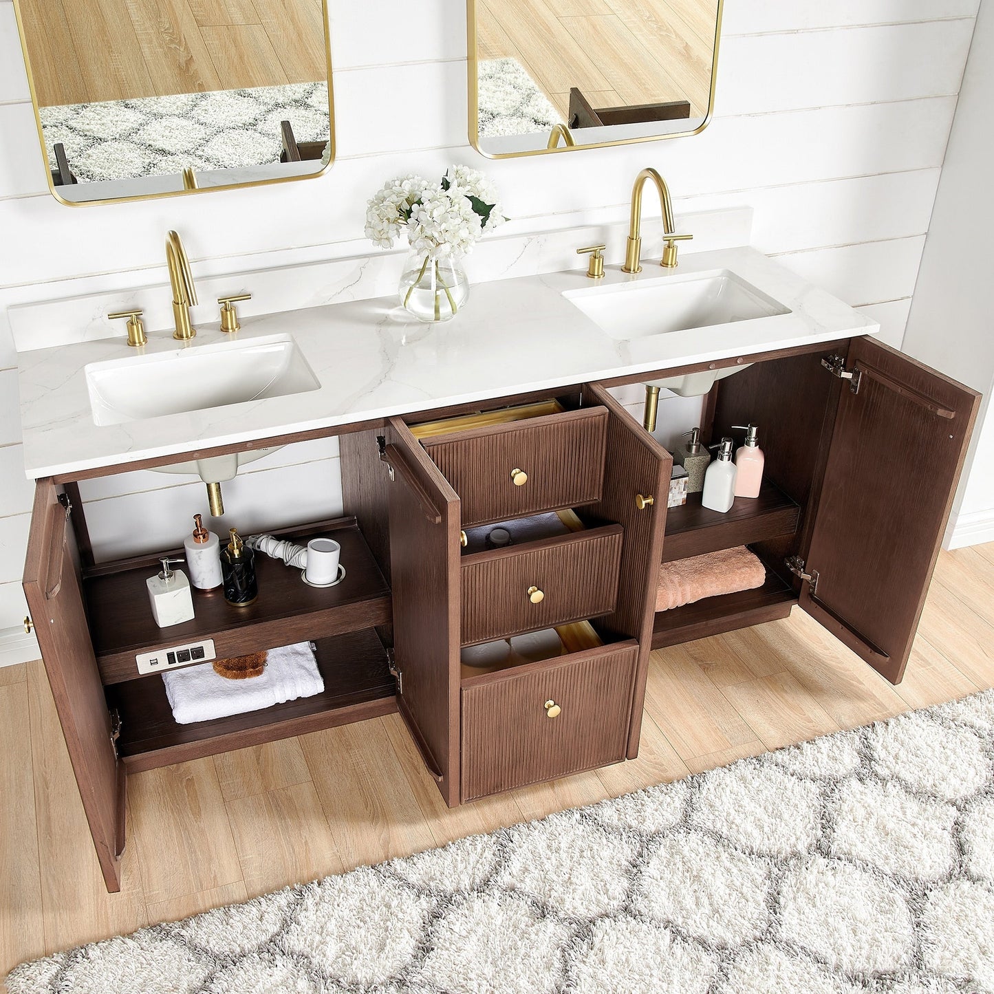 Oza Bath Vanity with Quartz Stone Top without Mirror