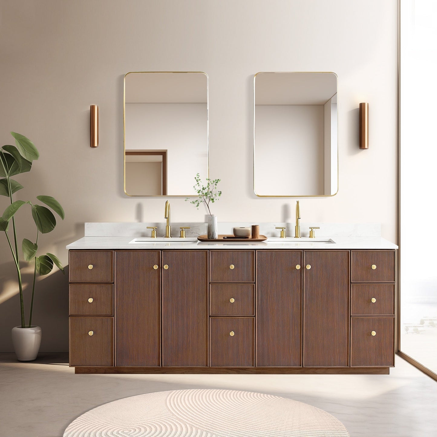 Oza Bath Vanity with Quartz Stone Top without Mirror
