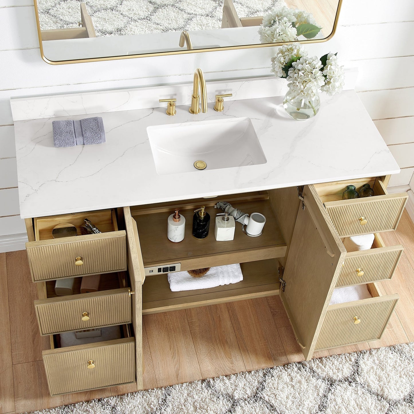 Oza Bath Vanity with Quartz Stone Top without Mirror