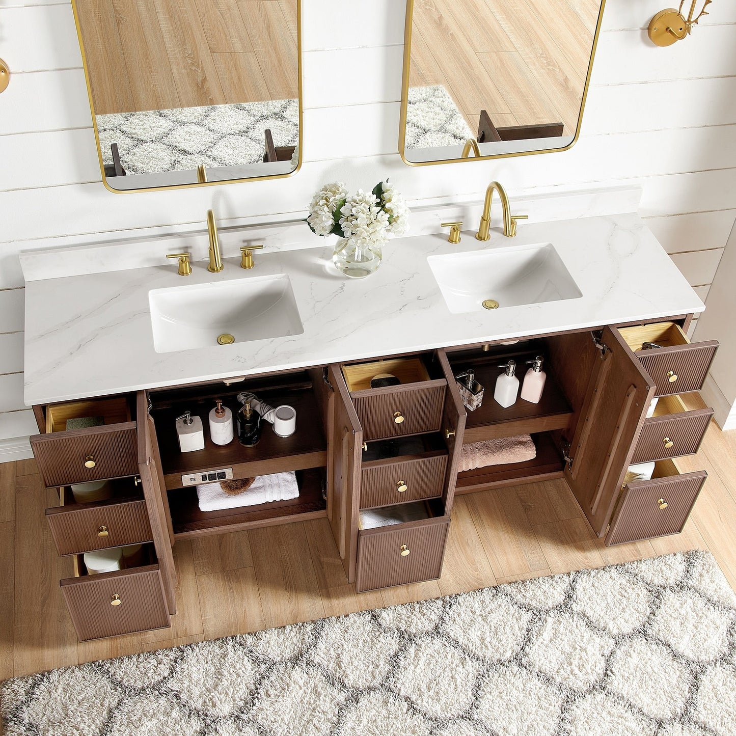 Oza Bath Vanity with Quartz Stone Top without Mirror