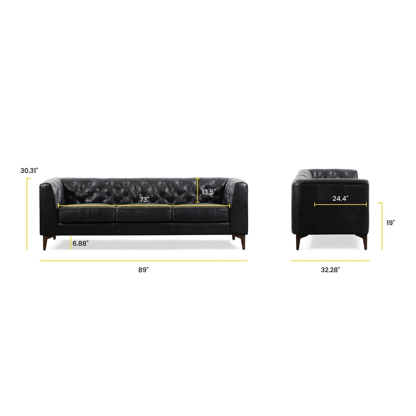 Poly & Bark Essex 89 Sofa - Full Grain Genuine Italian Leather
