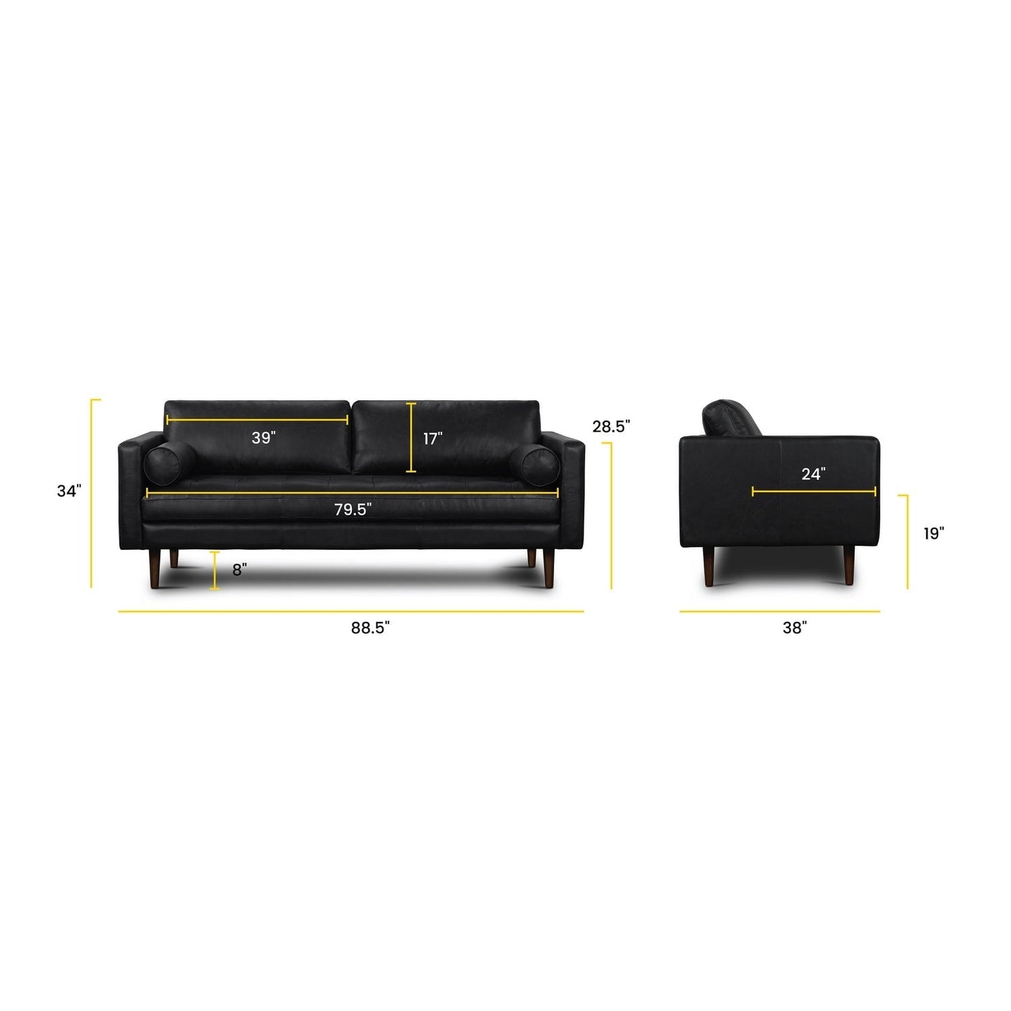 Poly & Bark Napa 88.5 Sofa - Genuine Italian Leather