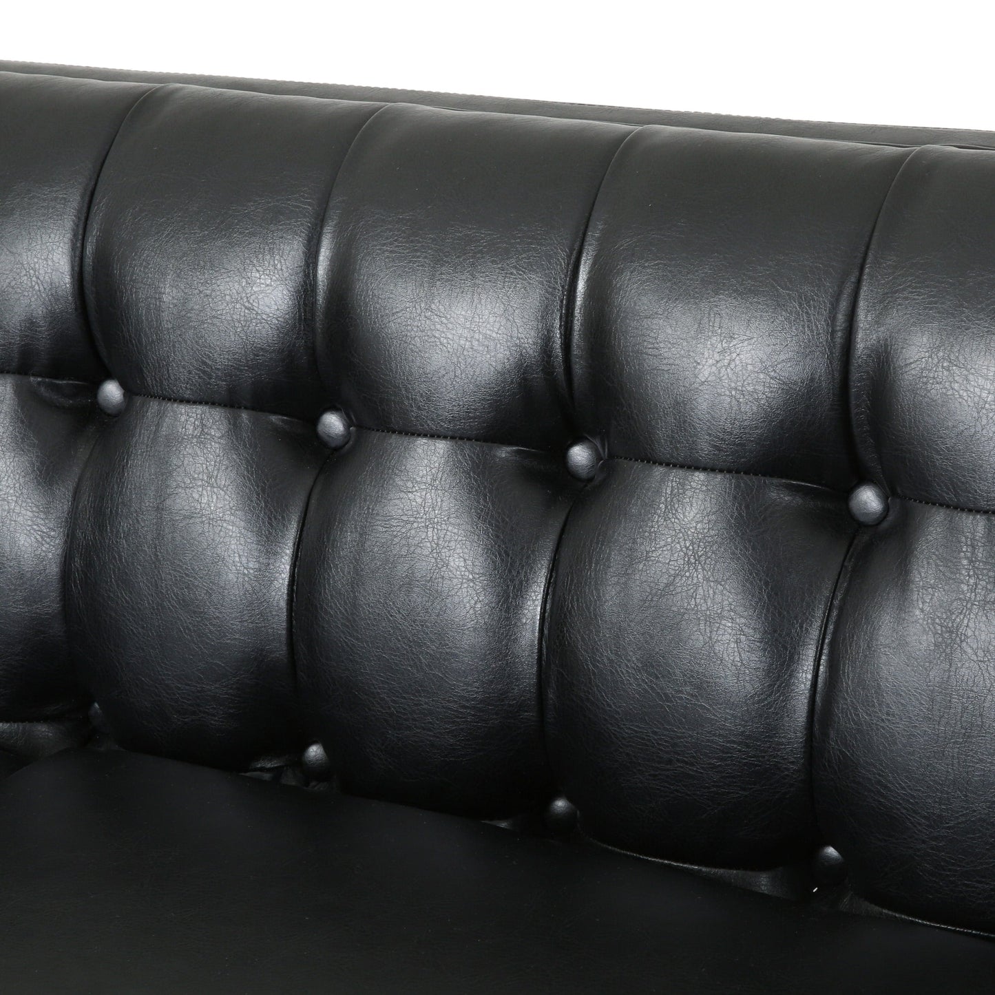 Pondway Faux Leather Tufted 3 Seater Sofa by Christopher Knight Home