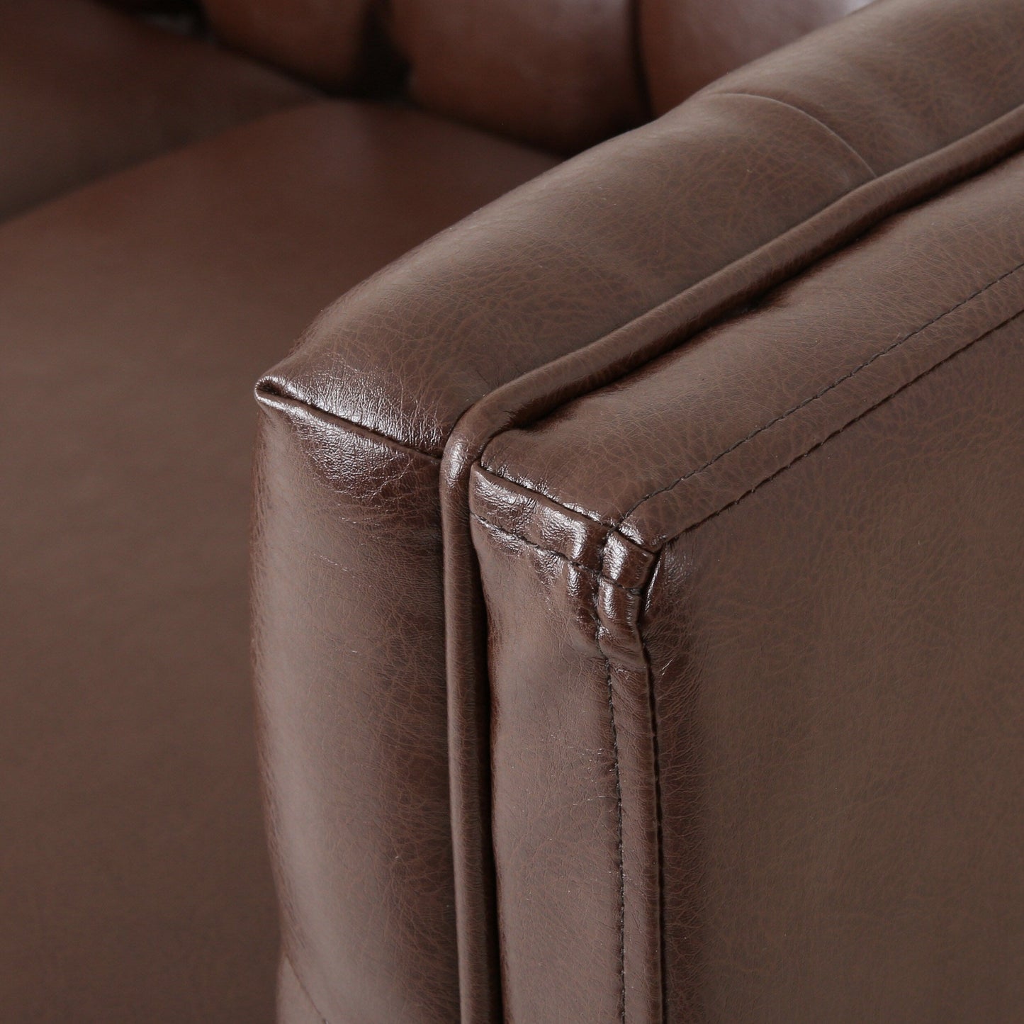 Pondway Faux Leather Tufted 3 Seater Sofa by Christopher Knight Home