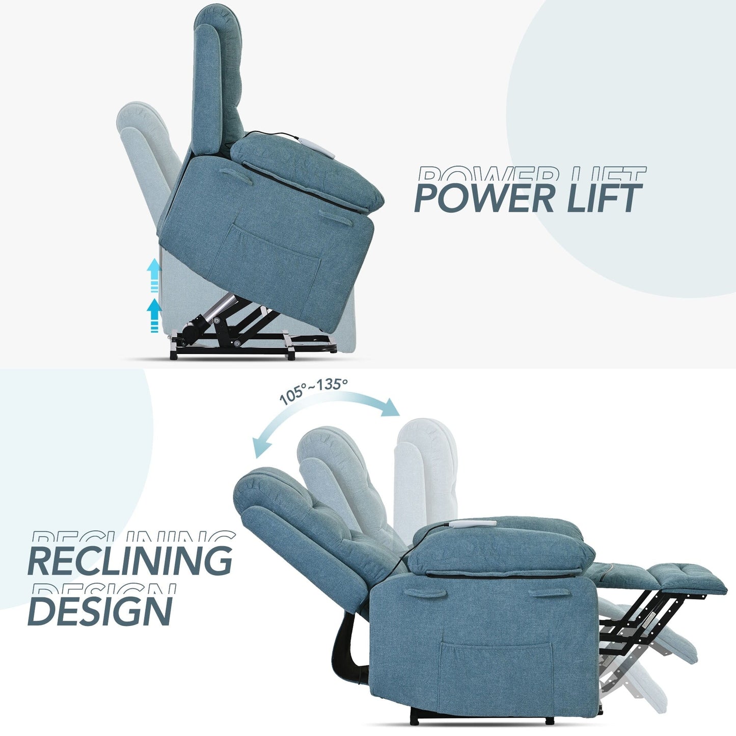 Power Lift Chair with Adjustable Massage and Heating Function