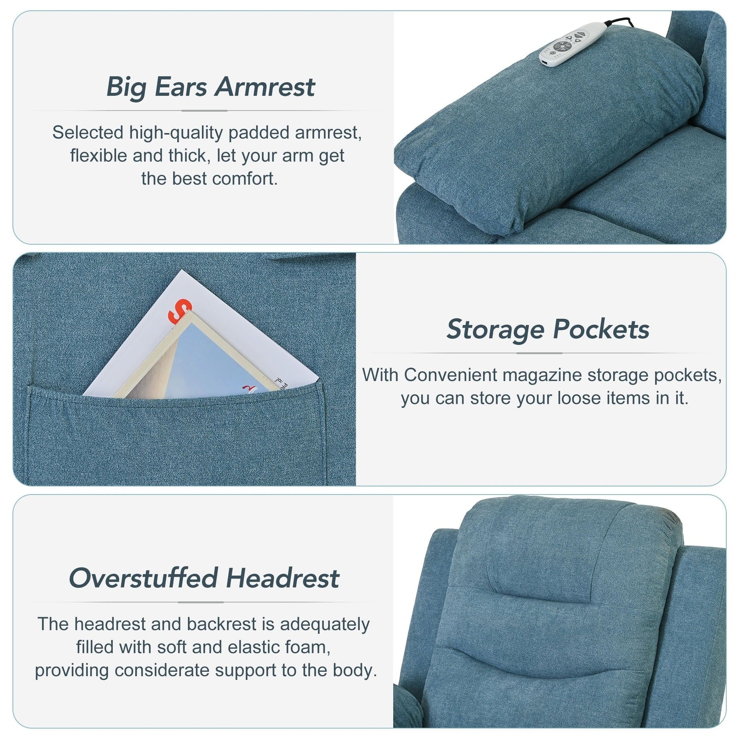 Power Lift Chair with Adjustable Massage and Heating Function