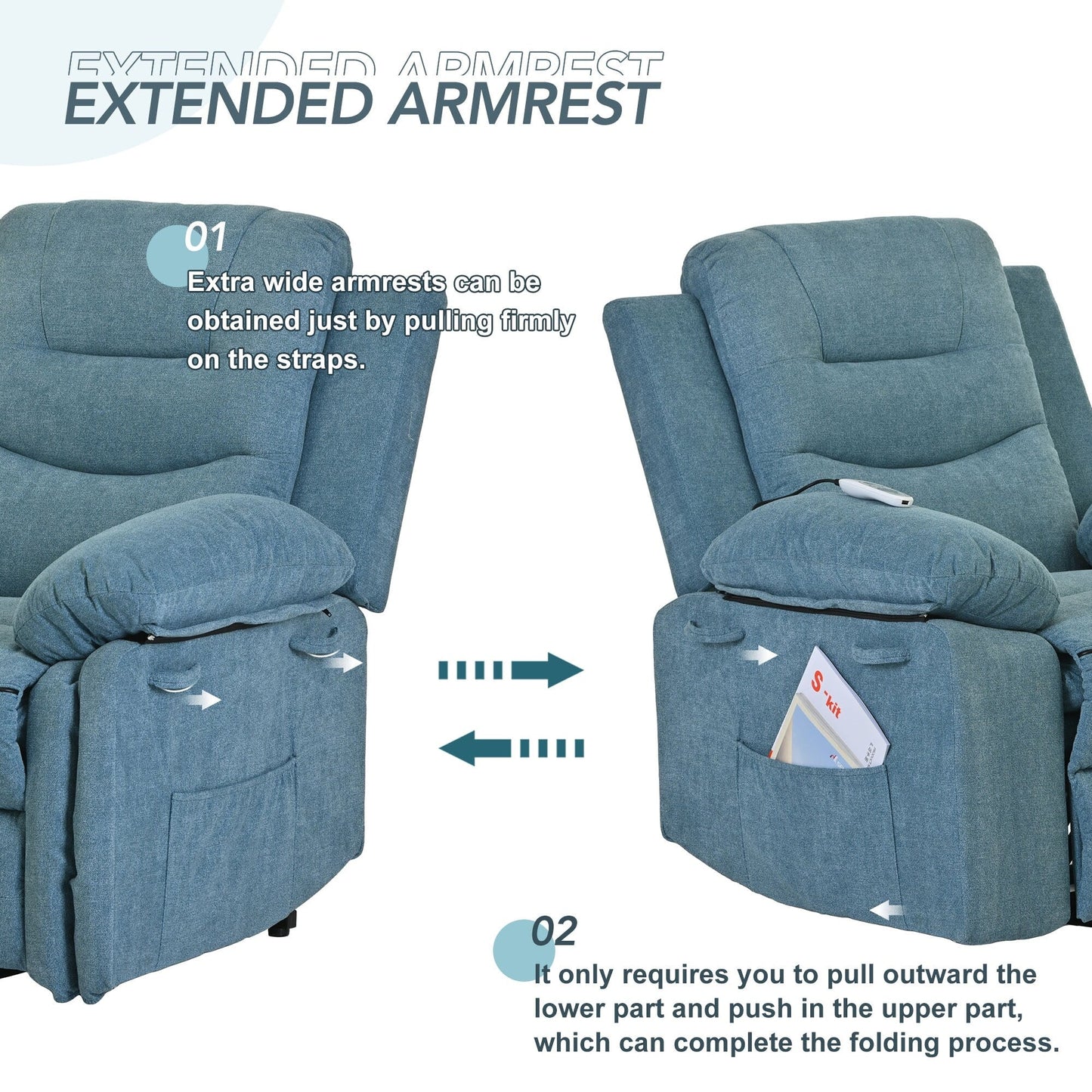 Power Lift Chair with Adjustable Massage and Heating Function