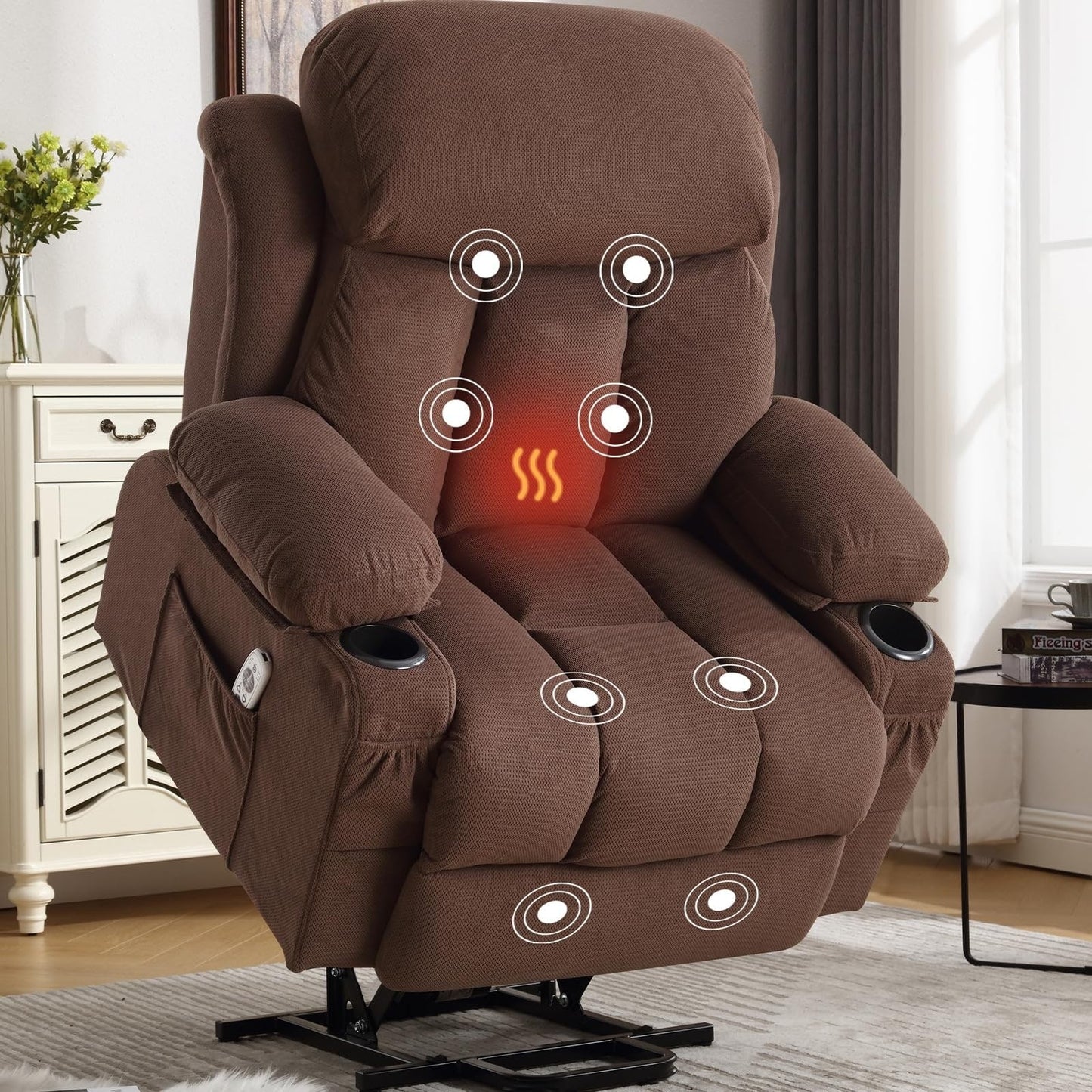 Power Lift Chairs Recliners, Heat Massage, USB Port, Remote Control