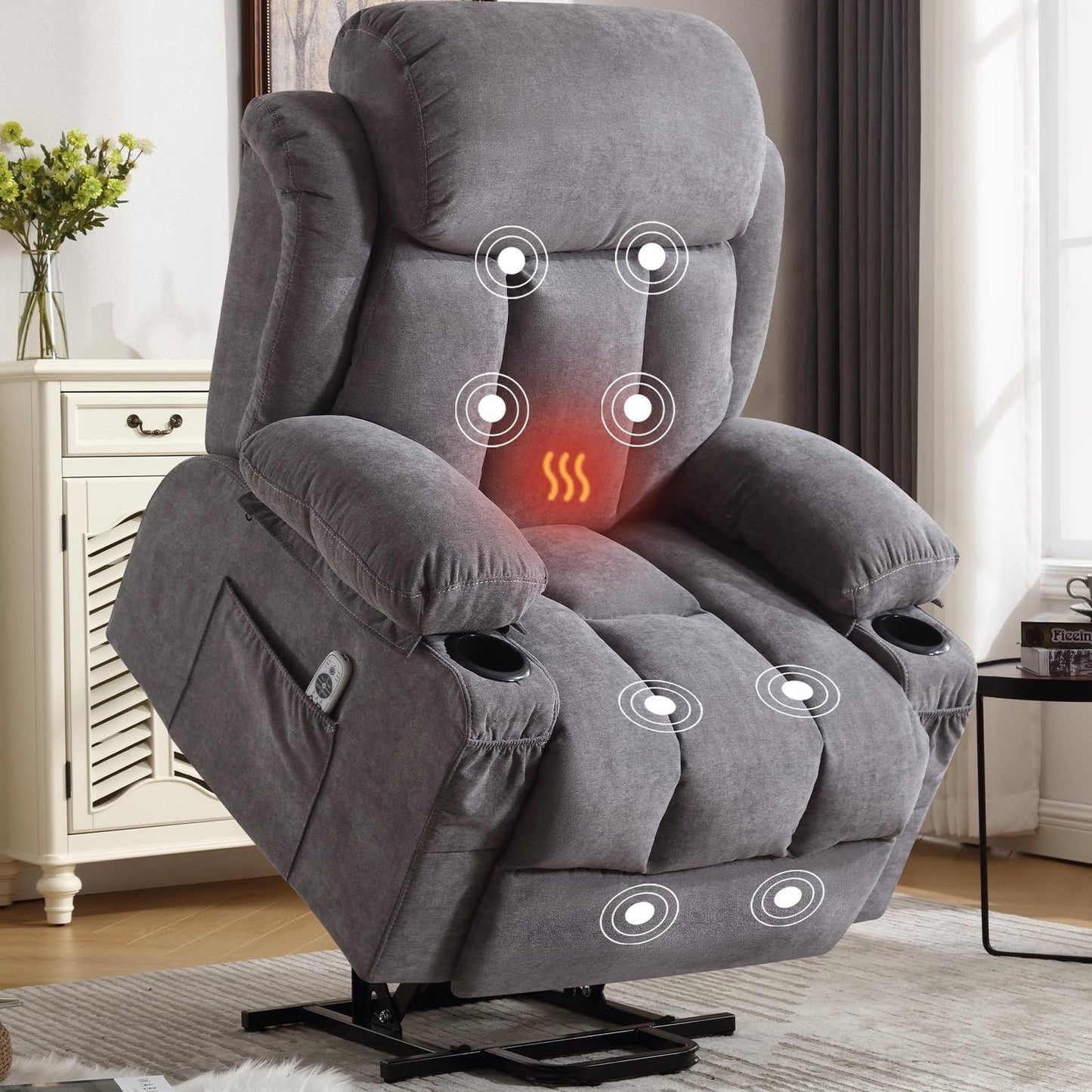 Power Lift Chairs Recliners, Heat Massage, USB Port, Remote Control