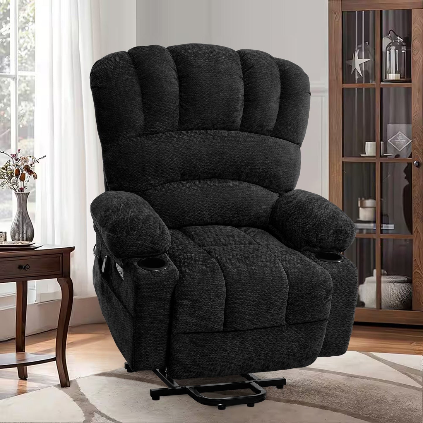 Power Lift Recliner Chair, Oversized Shell Backrest Reclining Chair with Massage Heat for Elderly