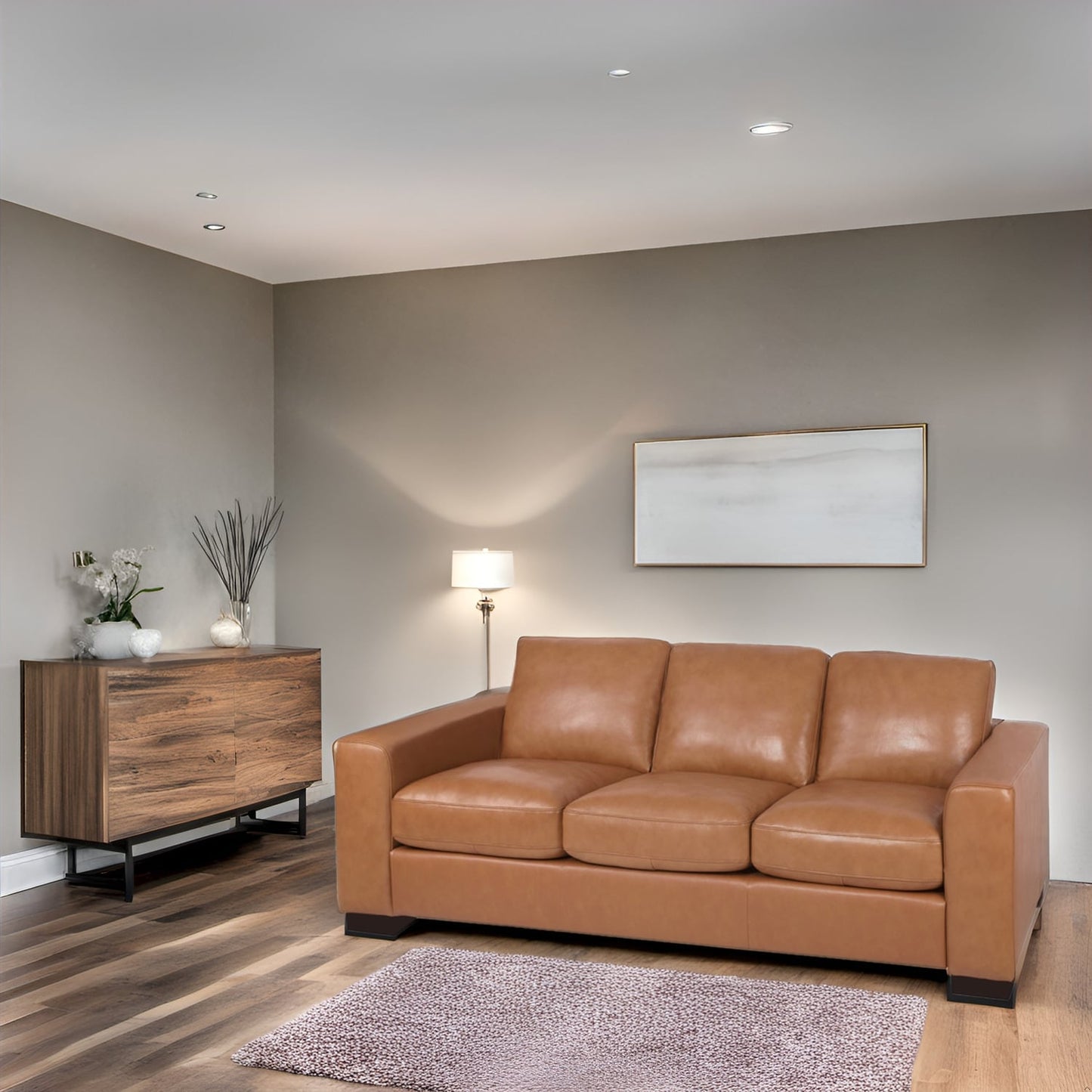 Premium Genuine Leather 3-Seater Sofa with Deep Plush Seating and Goose Feather Cushions for Ultimate Comfort