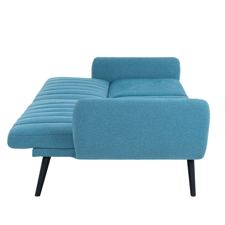 Modern Futon Sofa Bed, Convertible Sofa Futon, Split Back Linen Sleeper Couch for Living Room