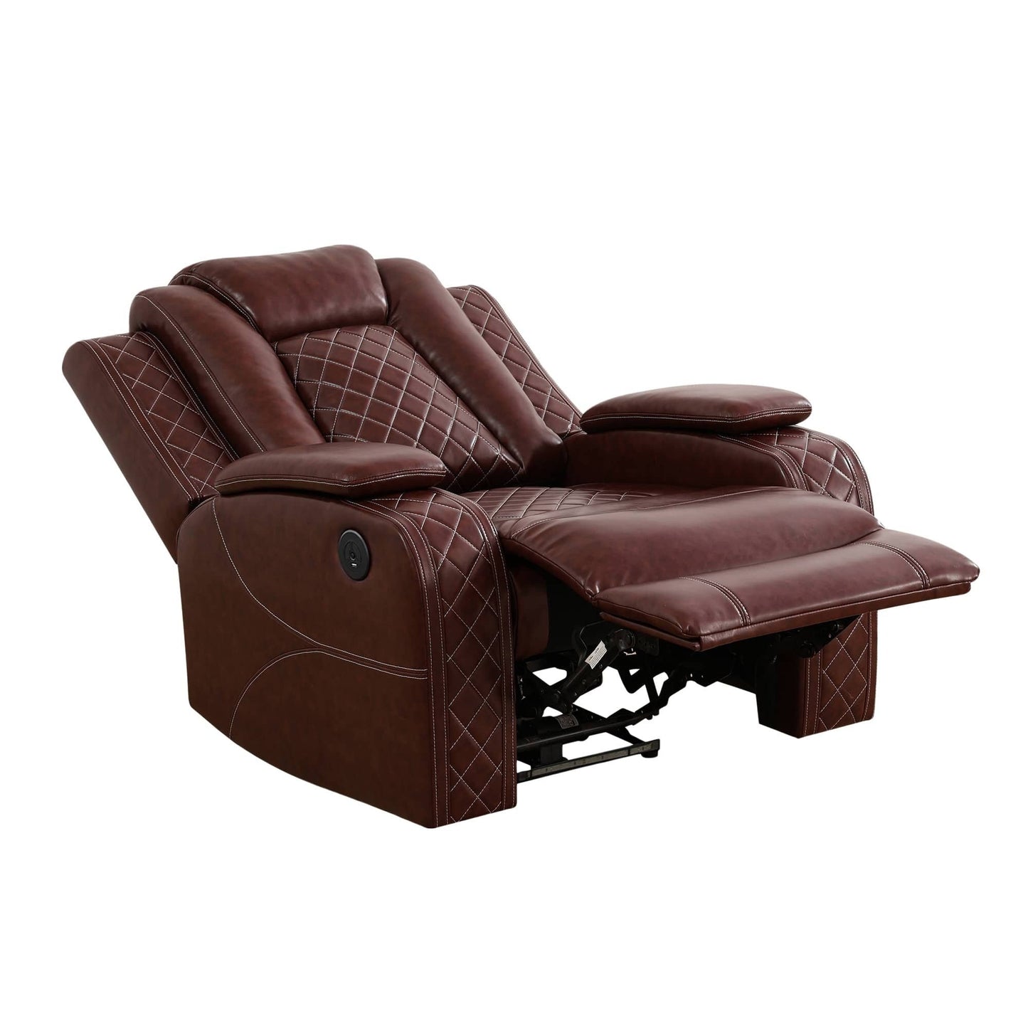 Red Breathing Leather Living Room Sectional Recliner Chair