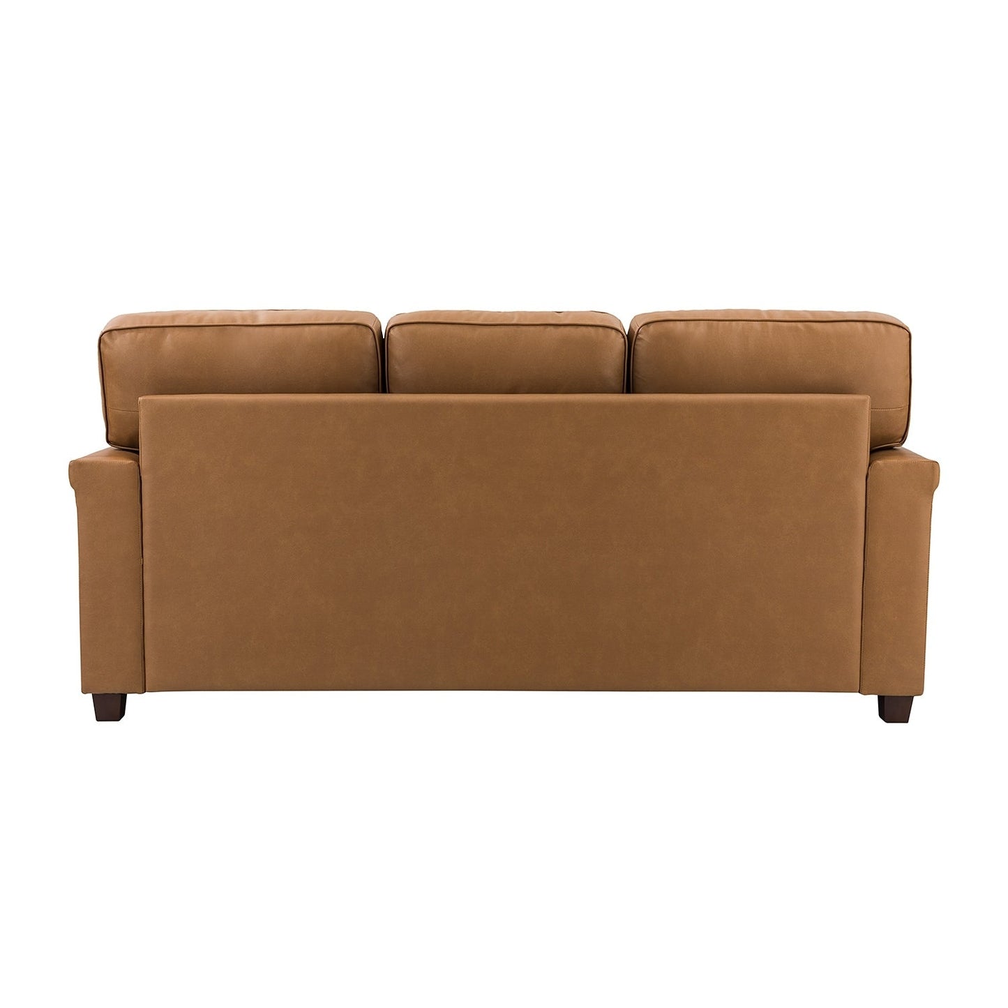 Rita Living Room 3-Seat Genuine Leather Sofa with Solid Wood Legs and Nailhead