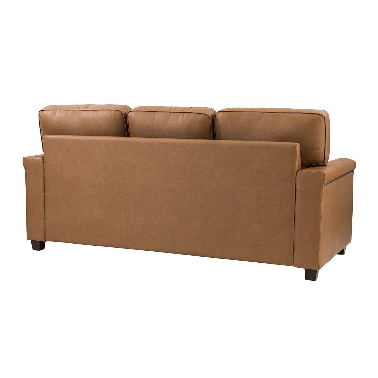 Rita Living Room 3-Seat Genuine Leather Sofa with Solid Wood Legs and Nailhead