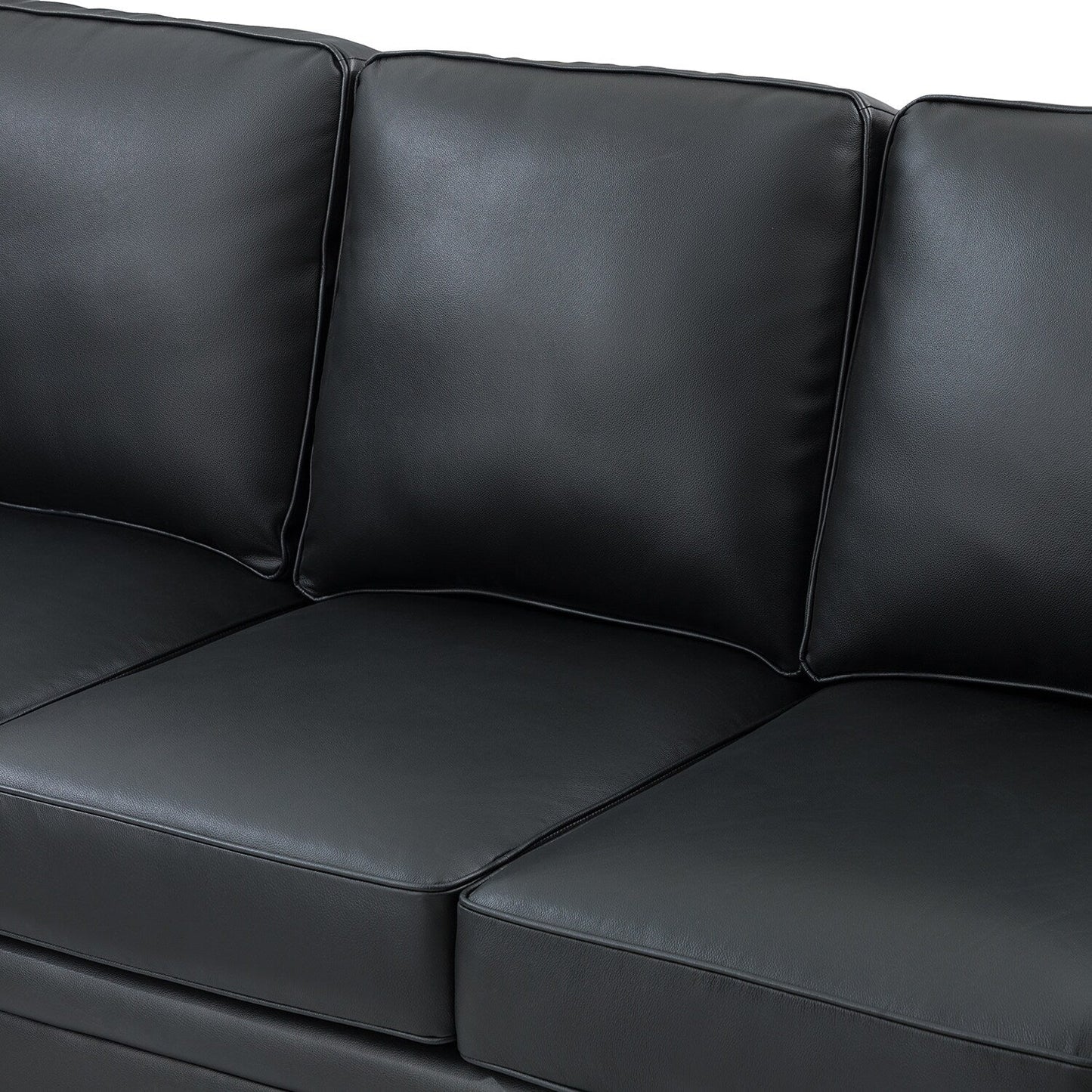 Rita Living Room 3-Seat Genuine Leather Sofa with Solid Wood Legs and Nailhead
