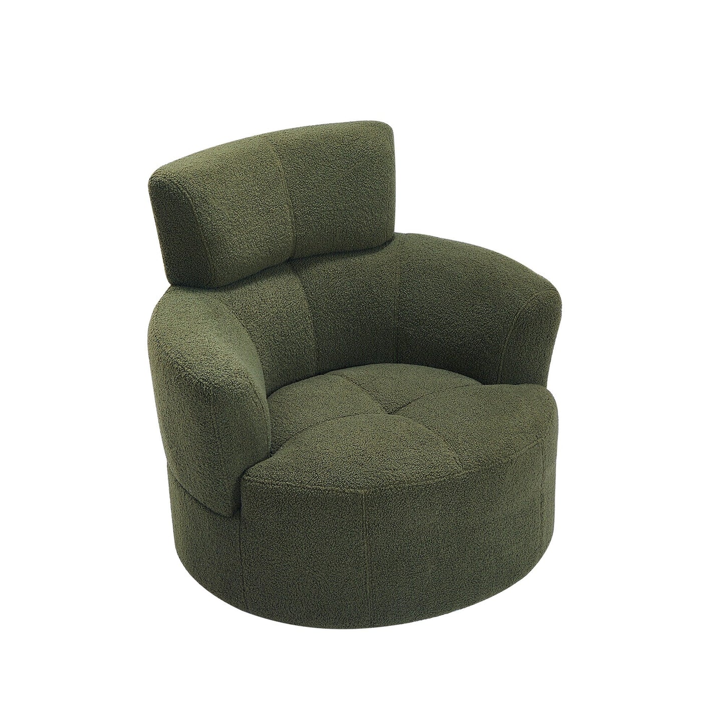 Roomfitters 360° Upholstered Swivel Barrel Accent Chair with Adjustable Headrest for Living Room