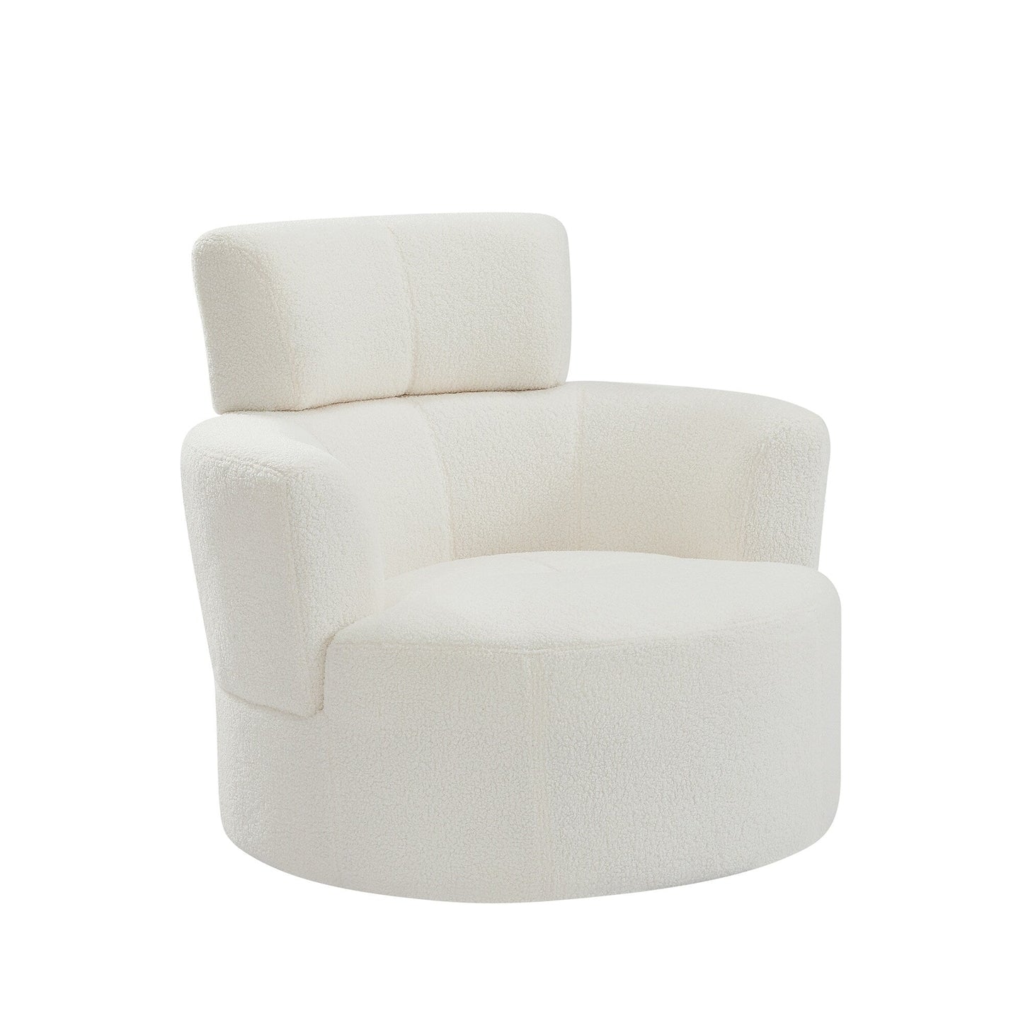 Roomfitters 360° Upholstered Swivel Barrel Accent Chair with Adjustable Headrest for Living Room