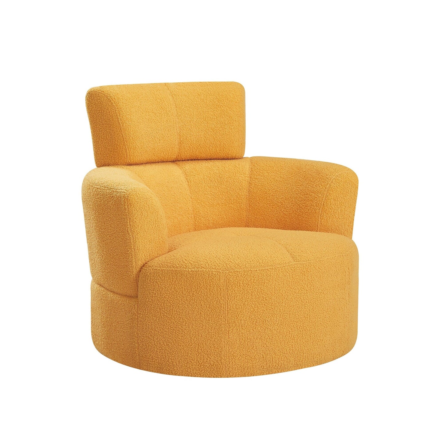Roomfitters 360° Upholstered Swivel Barrel Accent Chair with Adjustable Headrest for Living Room