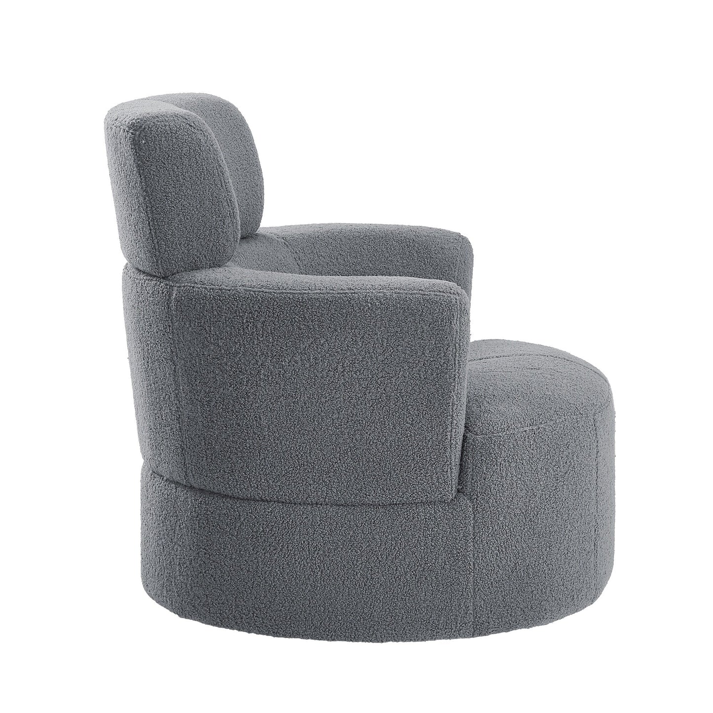 Roomfitters 360° Upholstered Swivel Barrel Accent Chair with Adjustable Headrest for Living Room