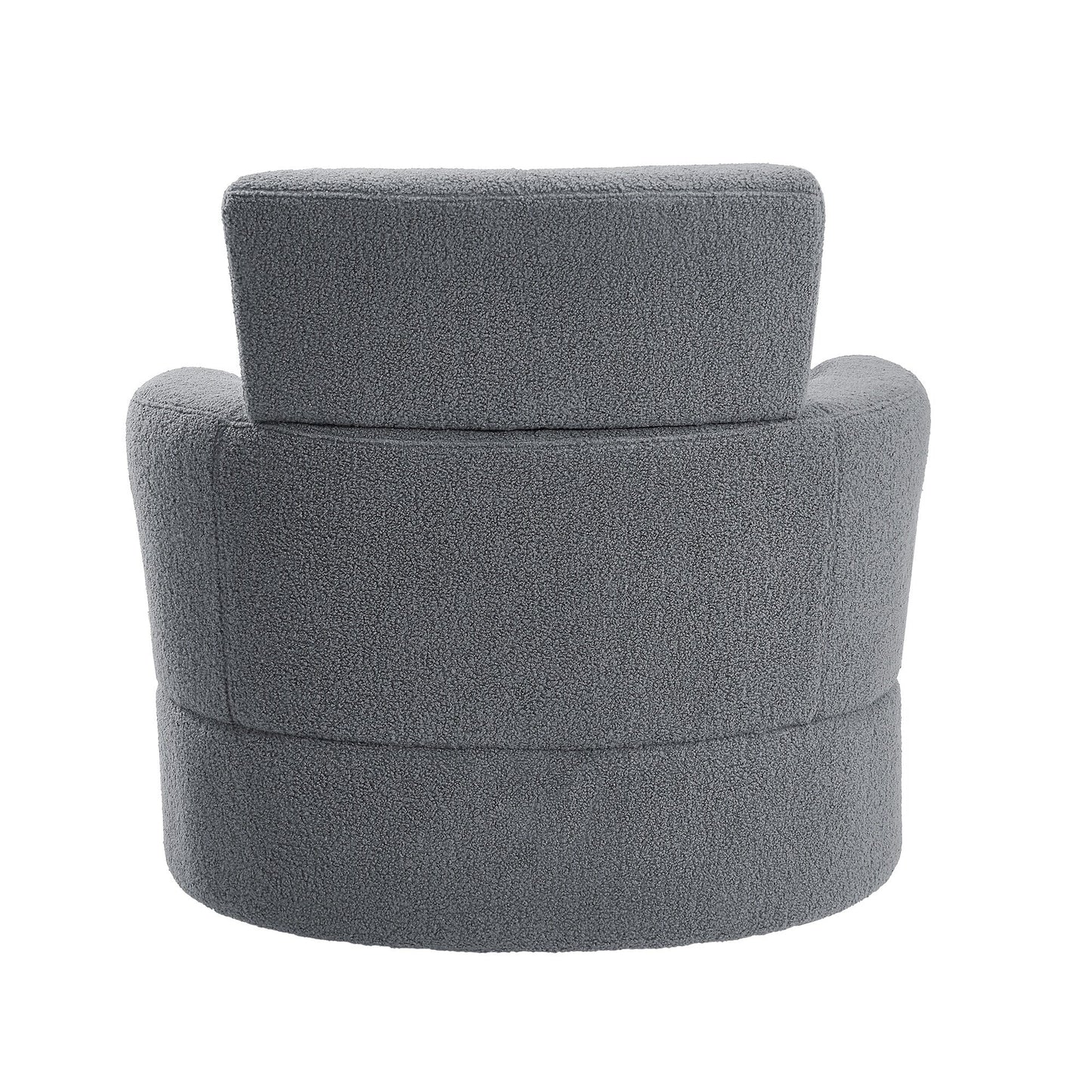 Roomfitters 360° Upholstered Swivel Barrel Accent Chair with Adjustable Headrest for Living Room